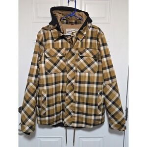 686 Men's Woodland Flannels Insulated Jacket Oversized Medium Brown Beige Ski